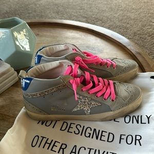 Golden Goose GGDB Mid silver Star pink lace Classic Sneaker Size 38 with box